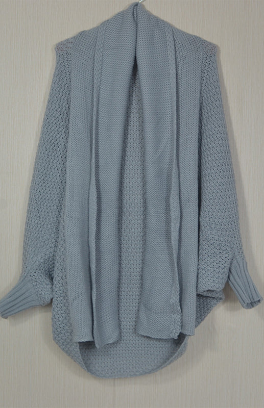 Knitted Bat Sleeve Cardigan Sweater BLUE ZONE PLANET