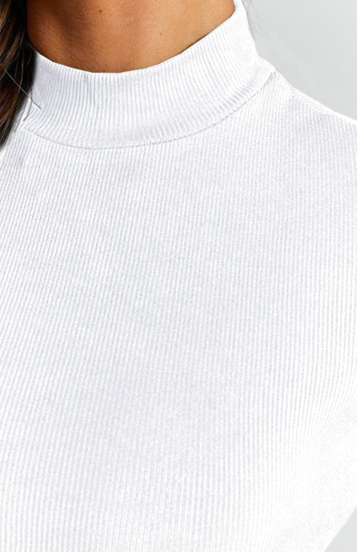 Blue Zone Planet |  Monochrome Halter Top With Half-High Neck And Long Sleeves BLUE ZONE PLANET