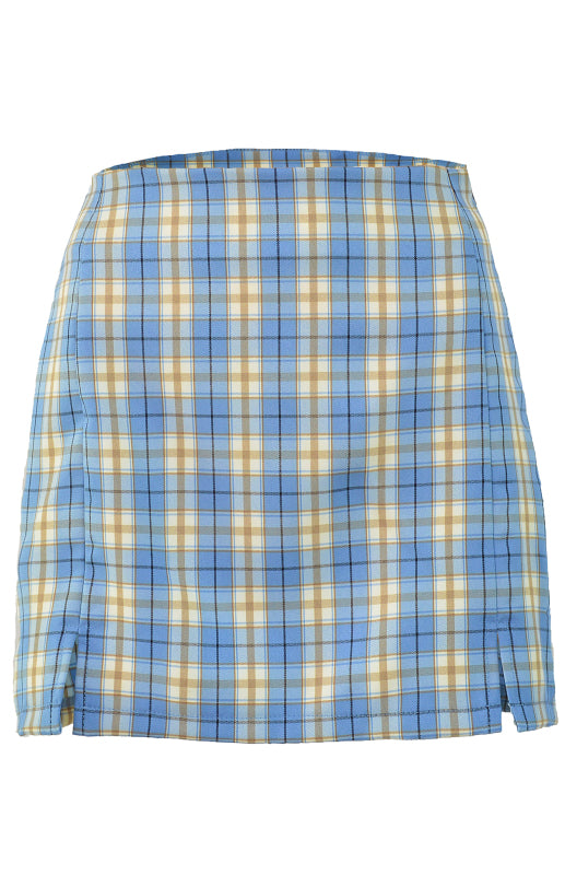 Blue Zone Planet |  Versatile Hip Wrap Split High Waist Plaid Mini Skirt BLUE ZONE PLANET