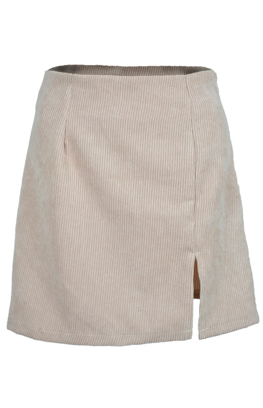 High Waist Corduroy Skirt Solid Split A-Line Skirt kakaclo