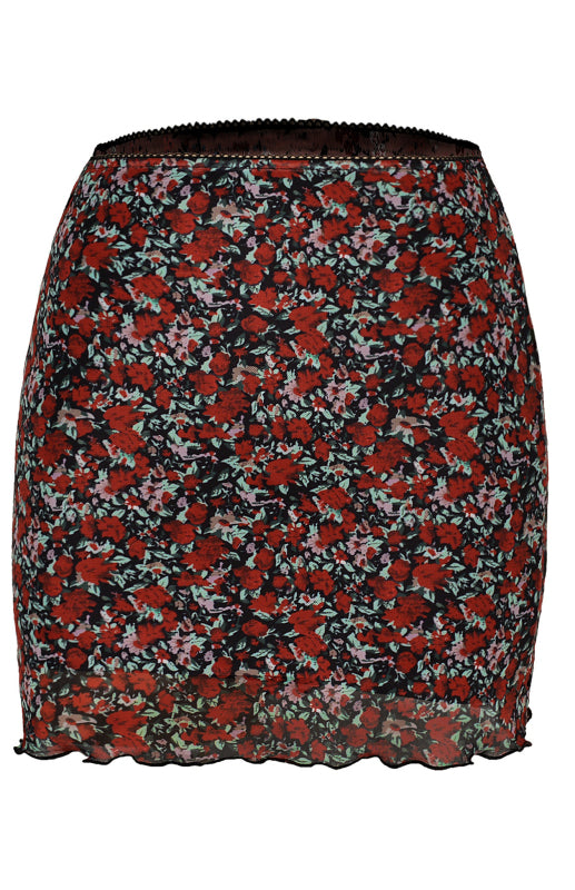 Ava's Printed Mesh High-Waist Double-Layer Slim-Fit Mini Skirt kakaclo