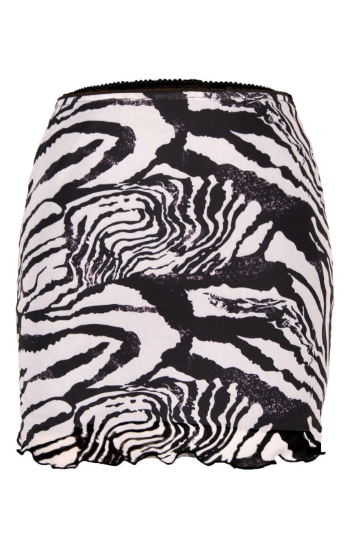 Ava's Printed Mesh High-Waist Double-Layer Slim-Fit Mini Skirt kakaclo