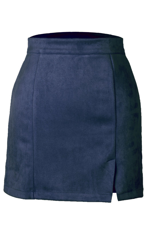 Blue Zone Planet |  Suede Hip High Waist A-Line Half Skirt kakaclo
