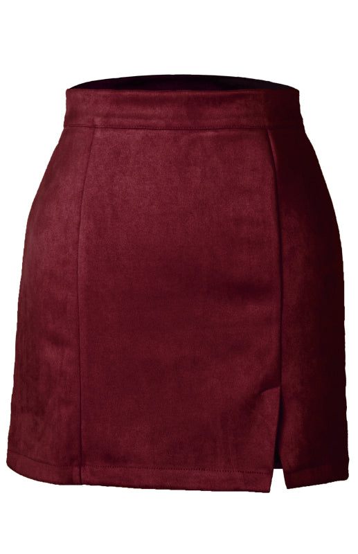Blue Zone Planet |  Suede Hip High Waist A-Line Half Skirt kakaclo