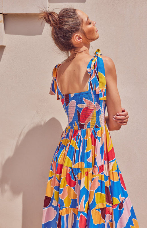 Blue Zone Planet | Holiday Strap Strap Printed Long Dress BLUE ZONE PLANET