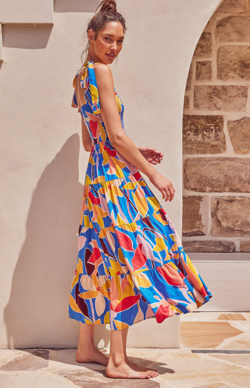 Blue Zone Planet | Holiday Strap Strap Printed Long Dress BLUE ZONE PLANET