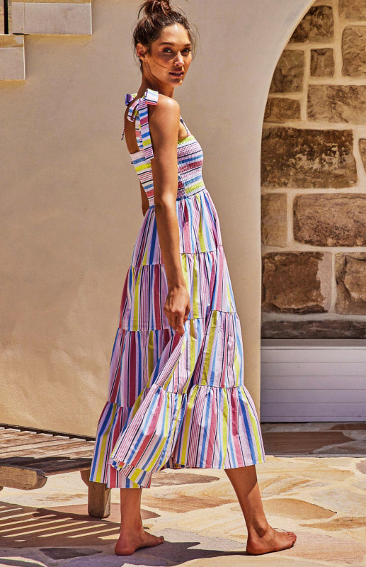 Blue Zone Planet | Holiday Strap Strap Printed Long Dress BLUE ZONE PLANET