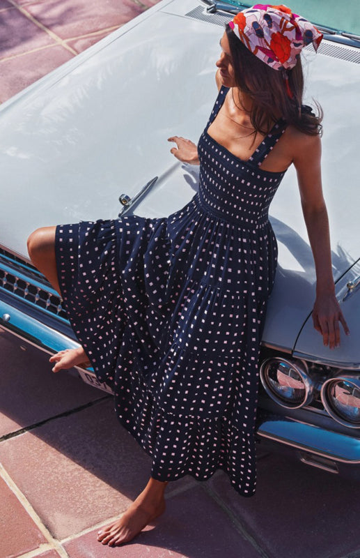 Blue Zone Planet | Holiday Strap Strap Printed Long Dress BLUE ZONE PLANET