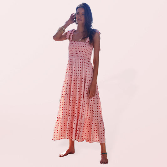 Blue Zone Planet | Holiday Strap Strap Printed Long Dress BLUE ZONE PLANET