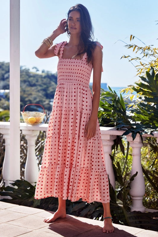 Blue Zone Planet | Holiday Strap Strap Printed Long Dress BLUE ZONE PLANET