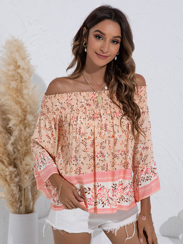 Blue Zone Planet |  One Shoulder Floral Flared Sleeve Top BLUE ZONE PLANET