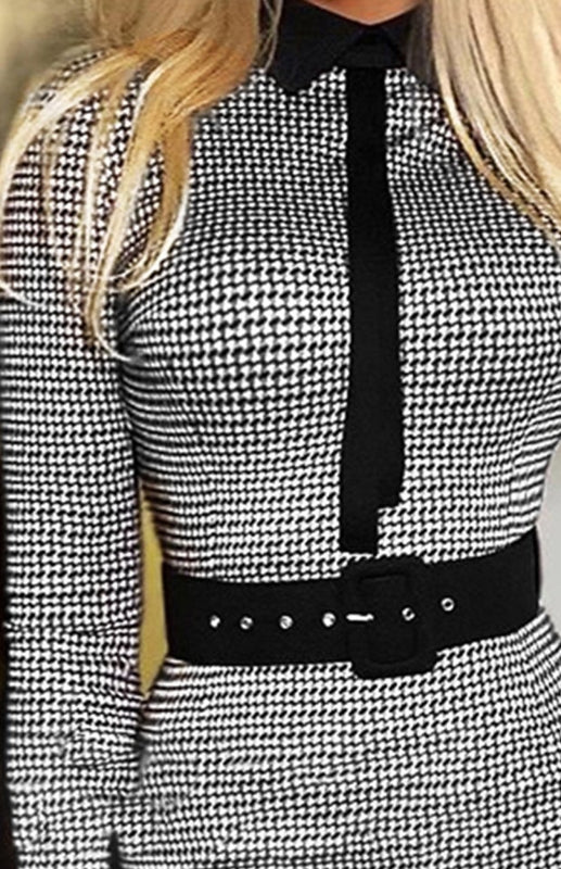 Blue Zone Planet |  Women'S Casual Slim Belt Print Dress kakaclo