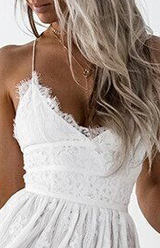 Blue Zone Planet |  Lace-Paneled Suspender Strapless Dress kakaclo