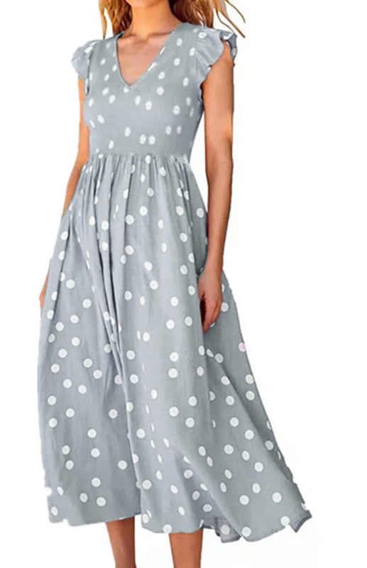 Blue Zone Planet |  Ladies waist-length polka-dot print dress kakaclo