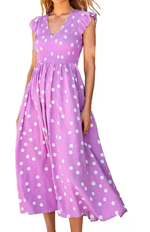 Blue Zone Planet |  Ladies waist-length polka-dot print dress kakaclo