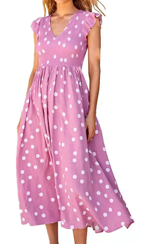 Blue Zone Planet |  Ladies waist-length polka-dot print dress kakaclo
