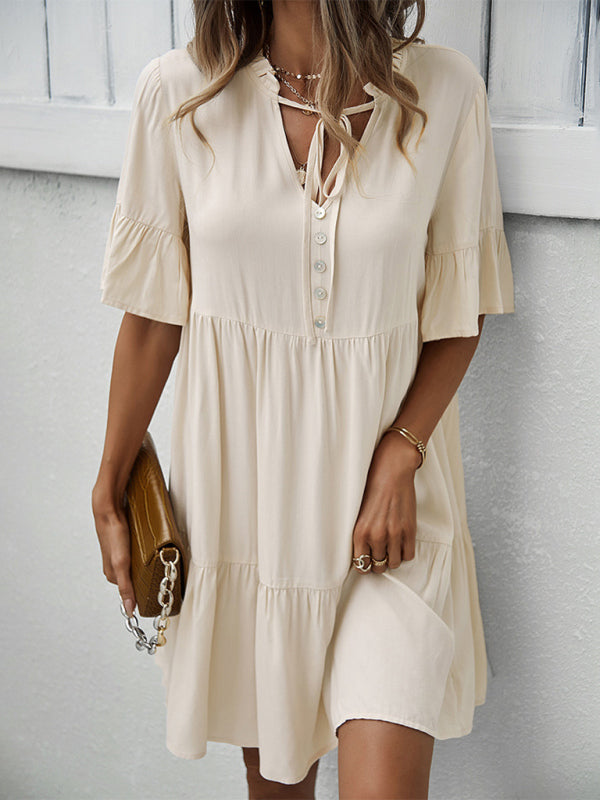 Women's spring and summer temperament casual solid color sexy dress-[Adult]-[Female]-2022 Online Blue Zone Planet