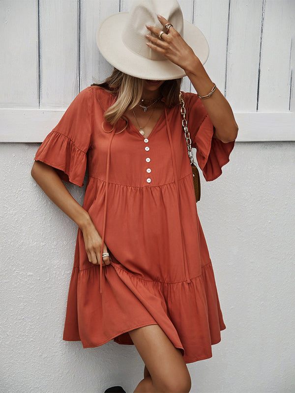 Women's spring and summer temperament casual solid color sexy dress-[Adult]-[Female]-2022 Online Blue Zone Planet
