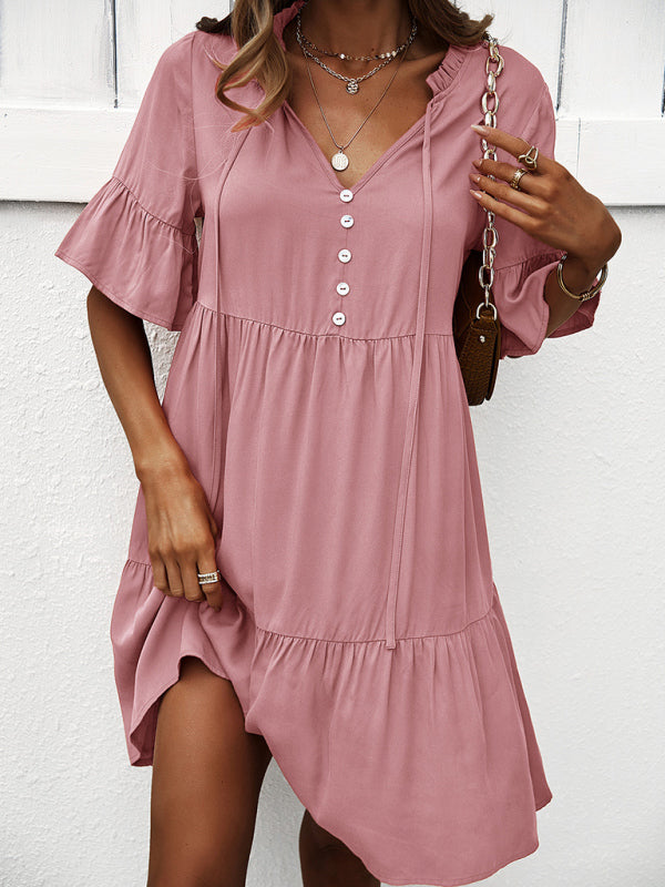 Women's spring and summer temperament casual solid color sexy dress-[Adult]-[Female]-2022 Online Blue Zone Planet