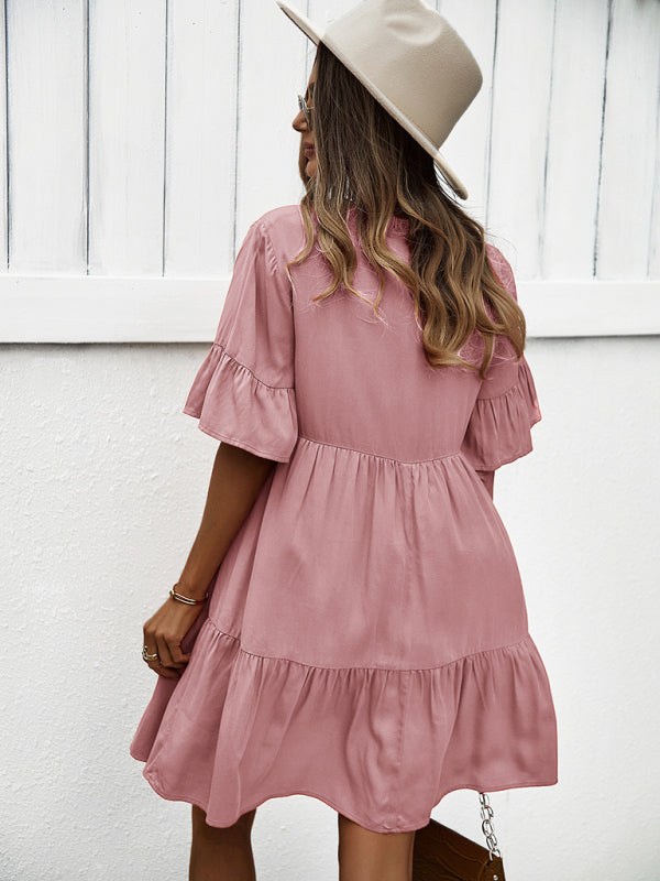 Women's spring and summer temperament casual solid color sexy dress-[Adult]-[Female]-2022 Online Blue Zone Planet