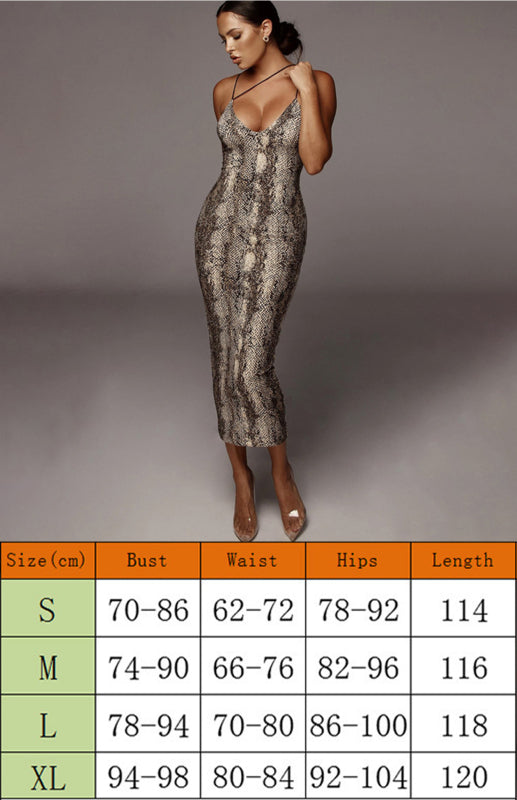 Sleeveless V-Neck Leopard Print Midi Prom Dress BLUE ZONE PLANET