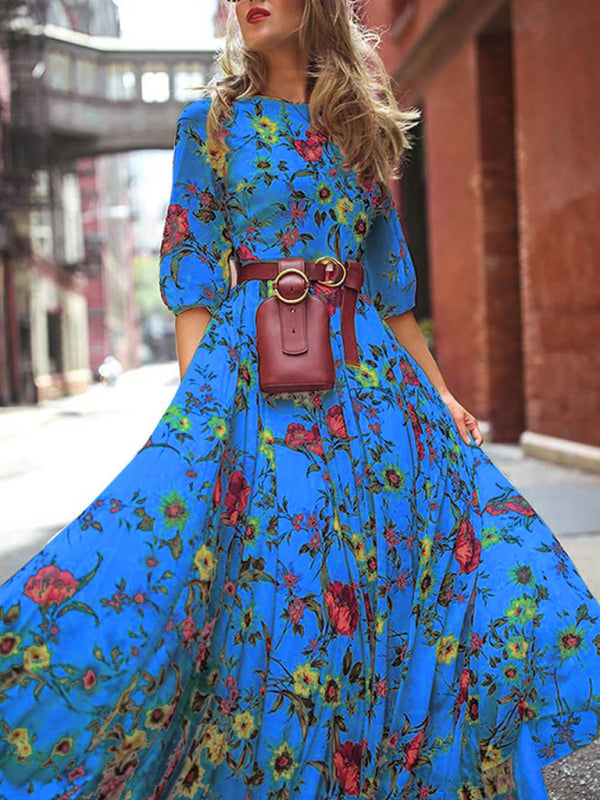 Bohemian Holiday Dress Floral printed kakaclo