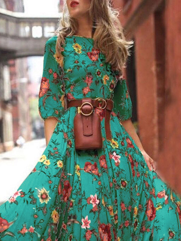 Bohemian Holiday Dress Floral printed kakaclo