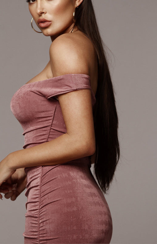 Blue Zone Planet |  Sexy Off-the-shoulder Pleated Dress kakaclo