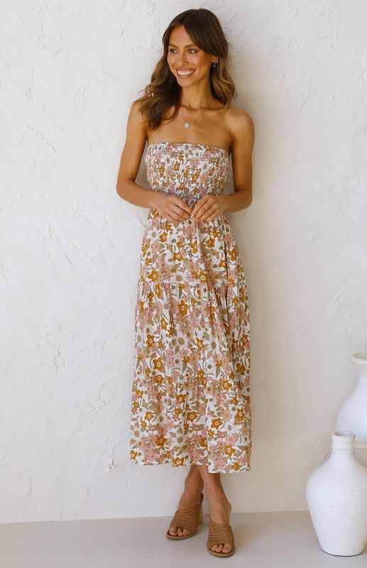 Blue Zone Planet |  Women's Floral Bandeau Boho Maxi Dress kakaclo