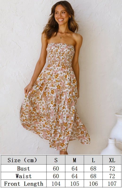 Blue Zone Planet |  Women's Floral Bandeau Boho Maxi Dress kakaclo