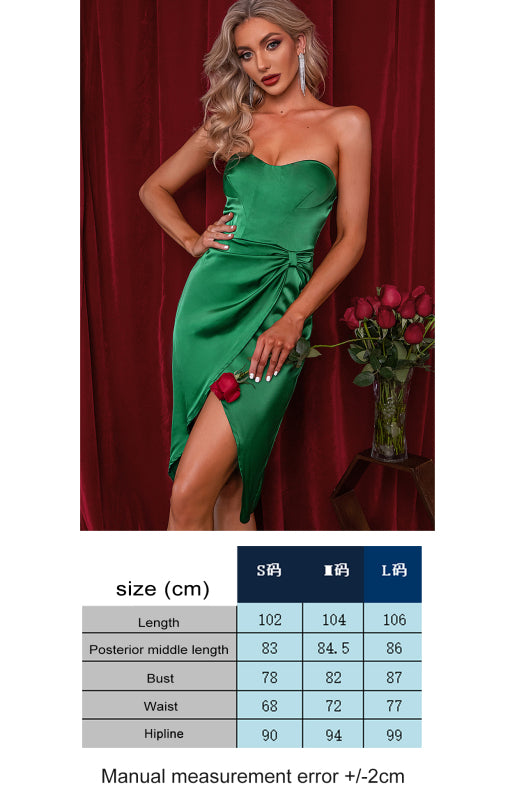 Satin Wrap Breast Shower Back Sexy Midi Prom Dress-TOPS / DRESSES-[Adult]-[Female]-2022 Online Blue Zone Planet