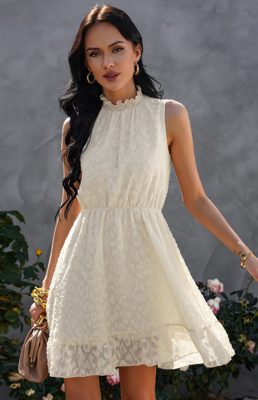 Ladies Spring Summer Fashion Chiffon Lace Jacquard Dress kakaclo