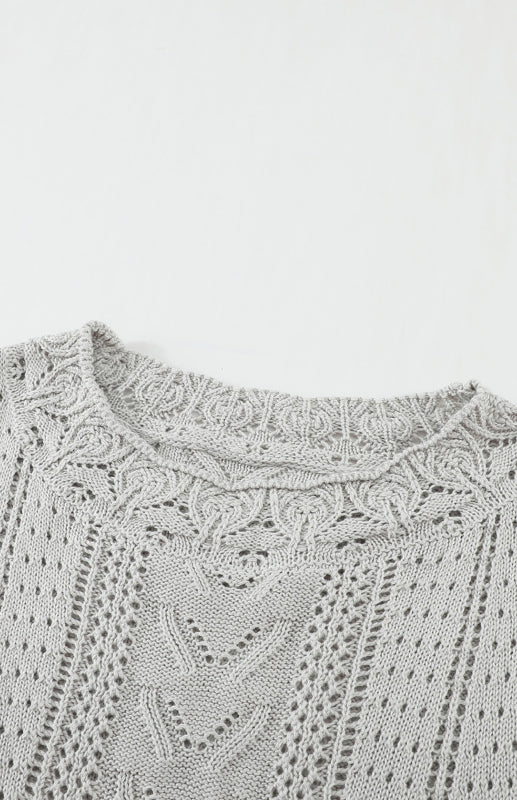 Blue Zone Planet | Long Sleeve Cutout Petal Sleeve Sweater kakaclo