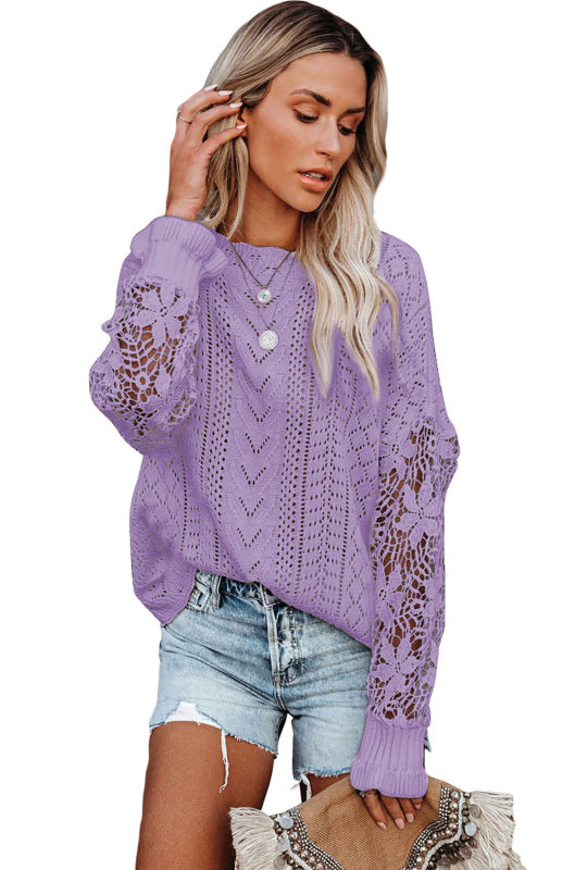 Blue Zone Planet | Long Sleeve Cutout Petal Sleeve Sweater kakaclo
