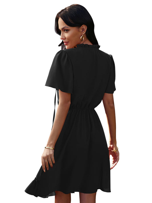 Blue Zone Planet |  Women's high neck loose Ruffle Dress kakaclo