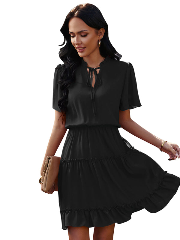 Blue Zone Planet |  Women's high neck loose Ruffle Dress kakaclo