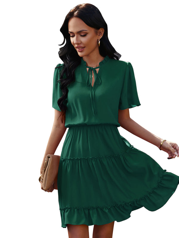 Blue Zone Planet |  Women's high neck loose Ruffle Dress kakaclo