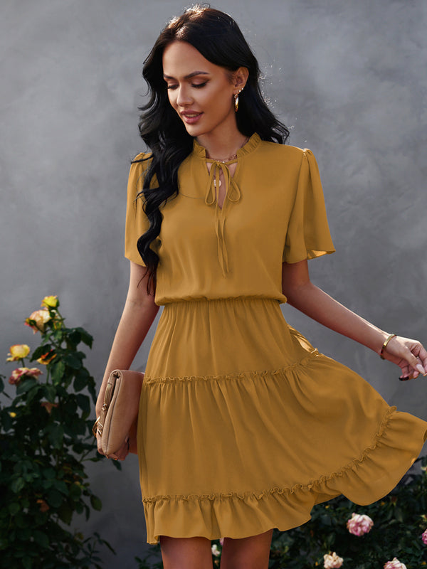 Blue Zone Planet |  Women's high neck loose Ruffle Dress kakaclo