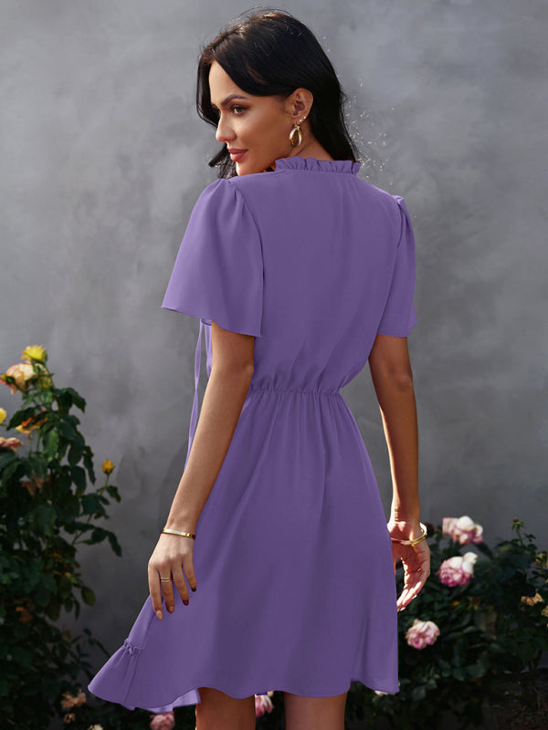 Blue Zone Planet |  Women's high neck loose Ruffle Dress kakaclo