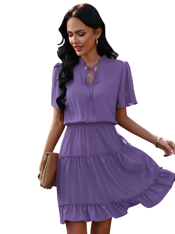 Blue Zone Planet |  Women's high neck loose Ruffle Dress kakaclo