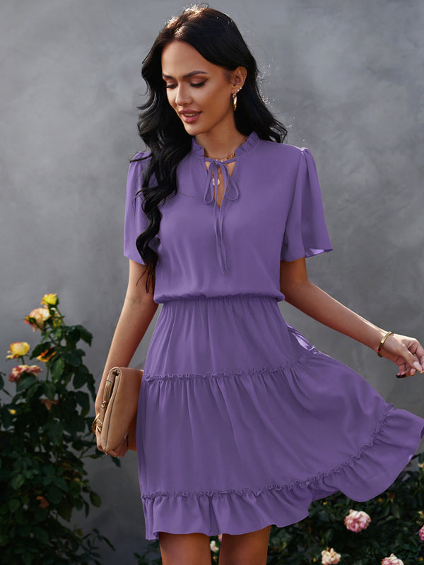 Blue Zone Planet |  Women's high neck loose Ruffle Dress kakaclo