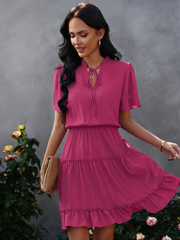Blue Zone Planet |  Women's high neck loose Ruffle Dress kakaclo