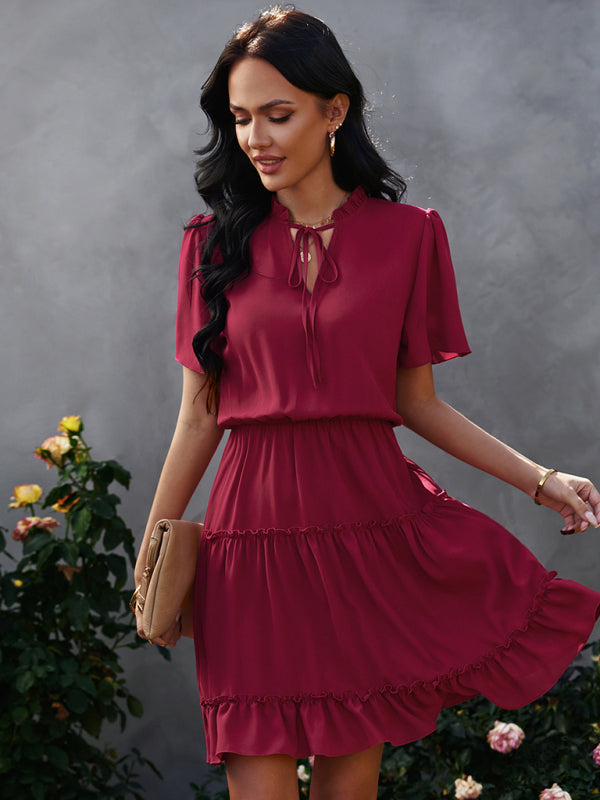Blue Zone Planet |  Women's high neck loose Ruffle Dress kakaclo