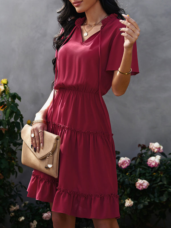 Blue Zone Planet |  Women's high neck loose Ruffle Dress kakaclo