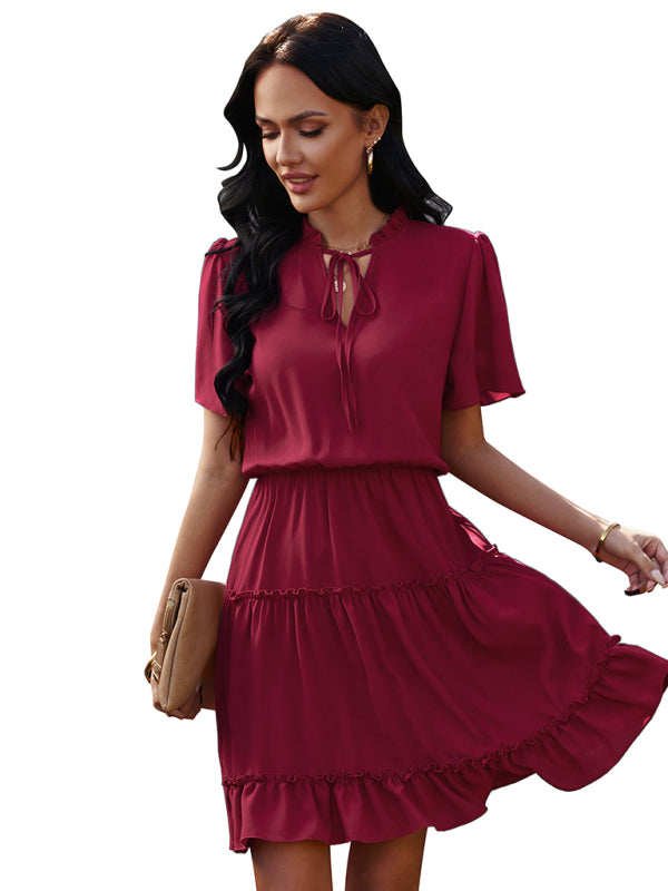 Blue Zone Planet |  Women's high neck loose Ruffle Dress kakaclo