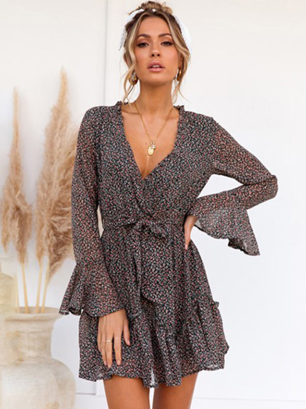 Blue Zone Planet |  Women's broken flower waist sexy dress kakaclo