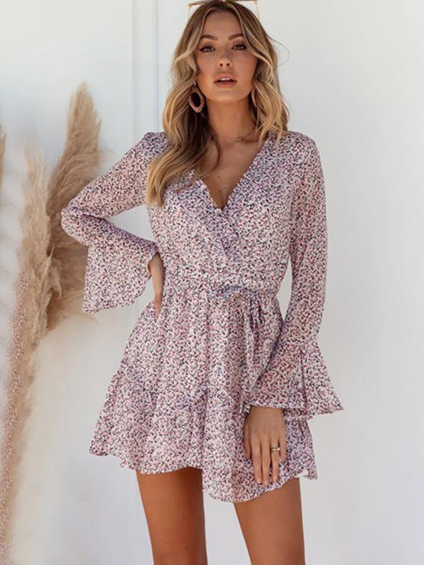 Blue Zone Planet |  Women's broken flower waist sexy dress kakaclo