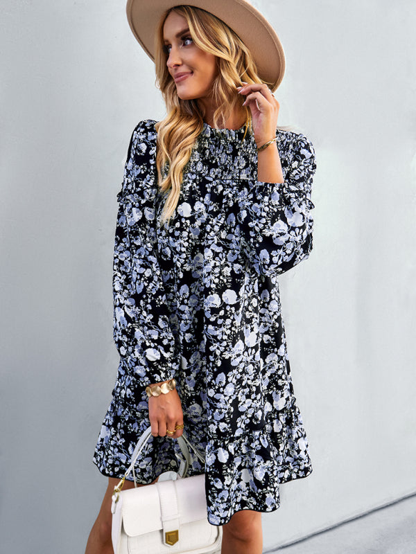fashion waist reduction holiday loose Floral Dress-[Adult]-[Female]-2022 Online Blue Zone Planet