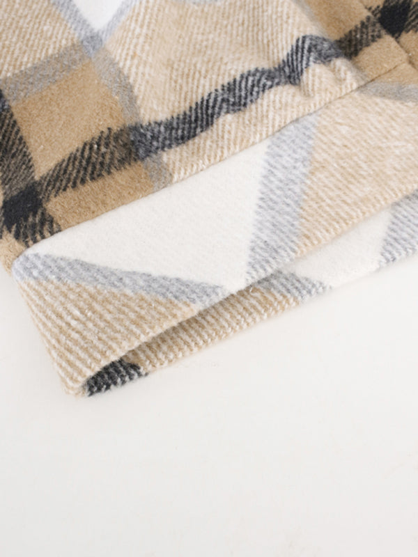 fashion short plaid jacket BLUE ZONE PLANET
