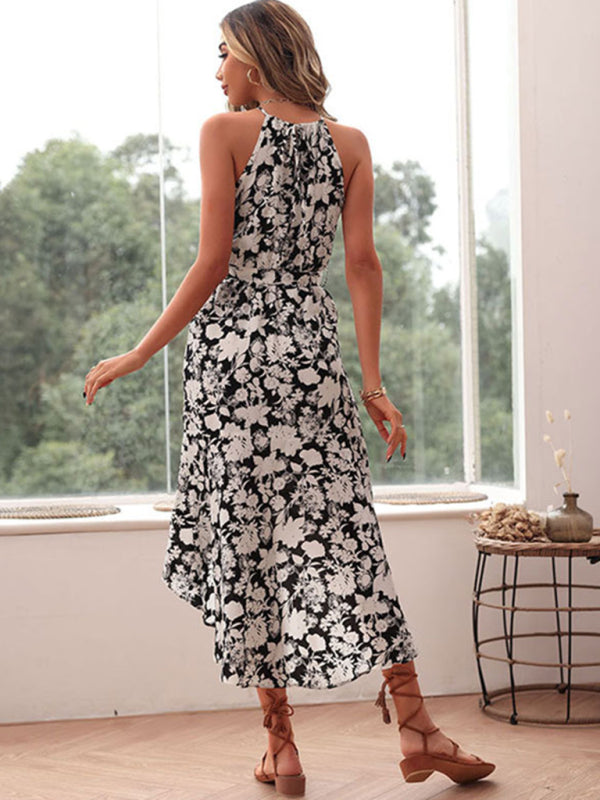 Blue Zone Planet |  European and American halter neck print white dress kakaclo
